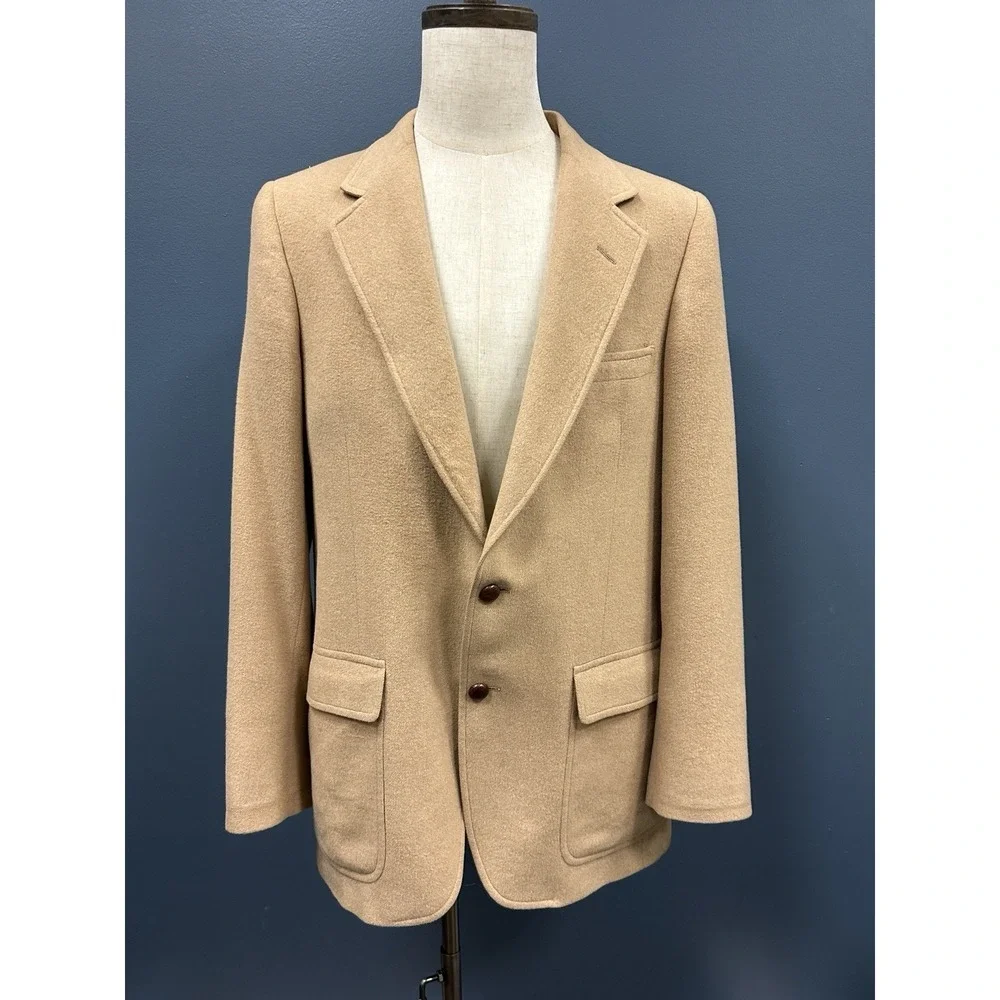 Patrick James 100% Camel Hair Blazer Sports Coat 42R Tan Brown USA 2 Button